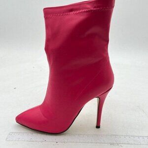 Pink Pointed Toe Ankle Boots Stiletto Block Side Zipper Booties Formal Shoes
